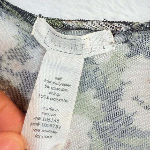 Full Tilt L Tie Floral‎ Top Fairy Whimsygoth Summer Sheer Mesh Festival Party - Picture 7 of 11